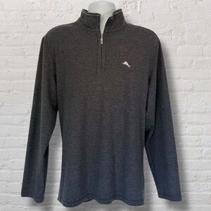 Tommy Bahama Quarter Zip Pullover Men’s Large – Charcoal Gray Marlin Logo